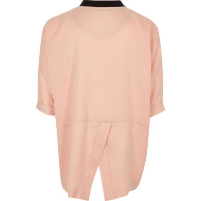 Girls pink zip bomber shirt
